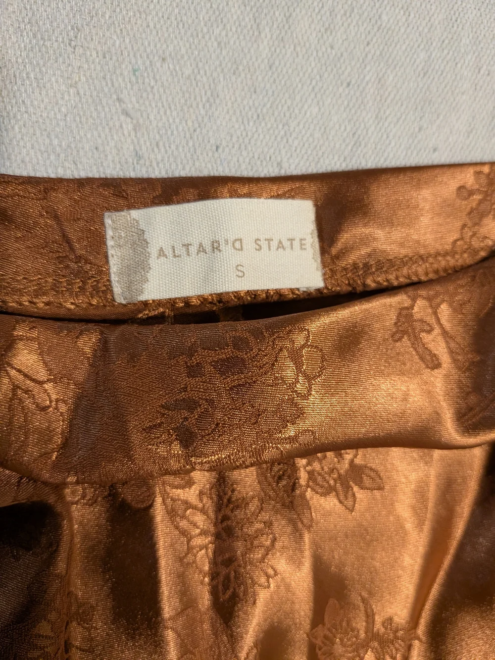 Altar'd State Copper Floral Jacquard A-Line Skirt - Picture 3 of 8